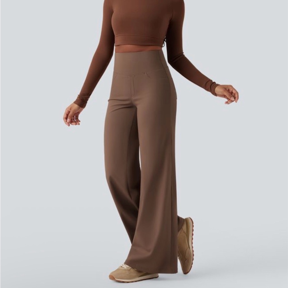 HALARA - High Waisted Tummy Control Wide Leg Yoga Pants with Pockets